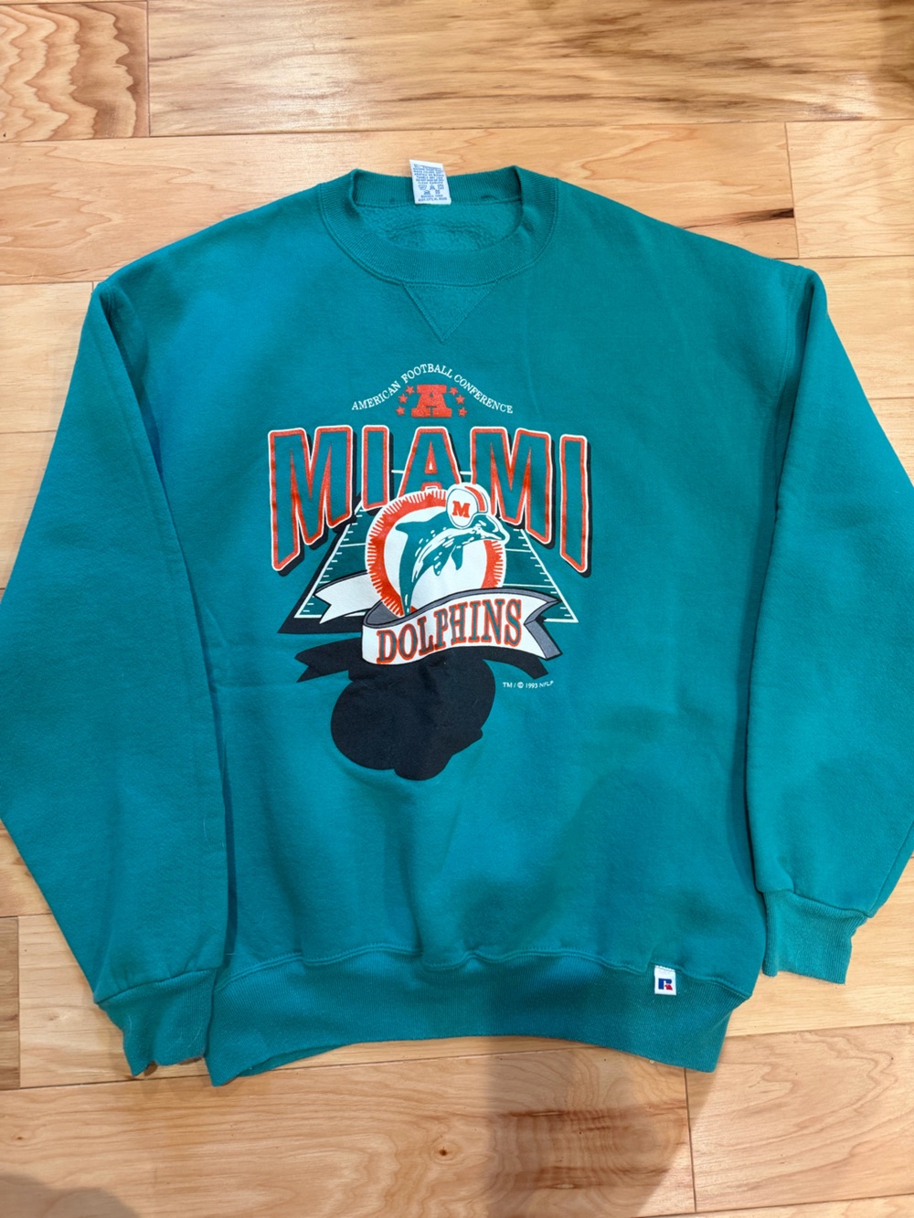 Vintage 1993 Miami Dolphins Sweatshirt Mens XL Russell Athletic USA Made NFL